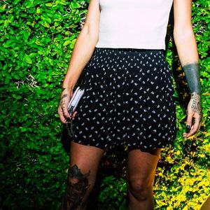 Mossimo Supply Black Floral Skirt Elastic Waist